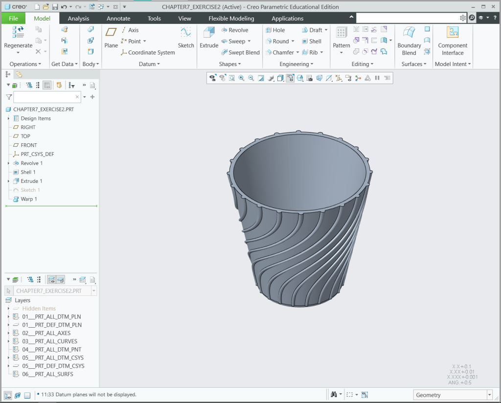 Helical fluted bin