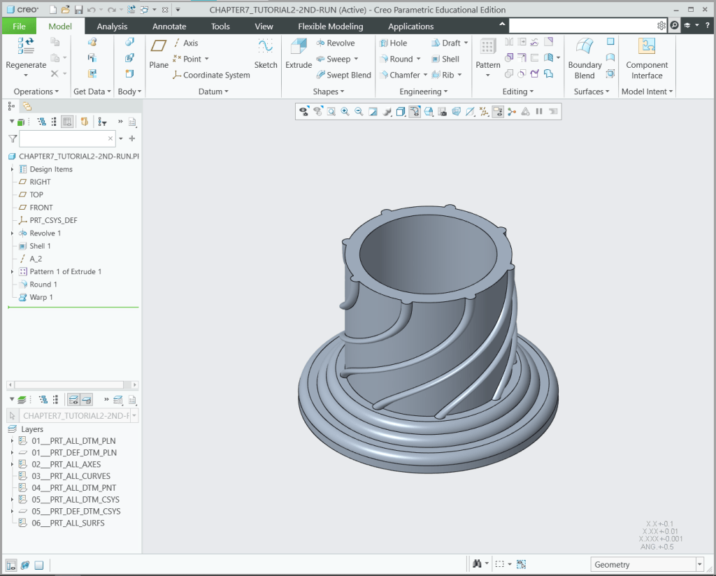 Helical flanged housing